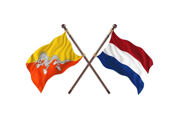 Bhoutan contre Pays-Bas deux drapeaux fond