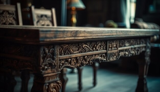 Bible antique sur table en bois Décoration ornée générée par AI