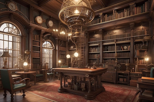 La bibliothèque victorienne du steampunk