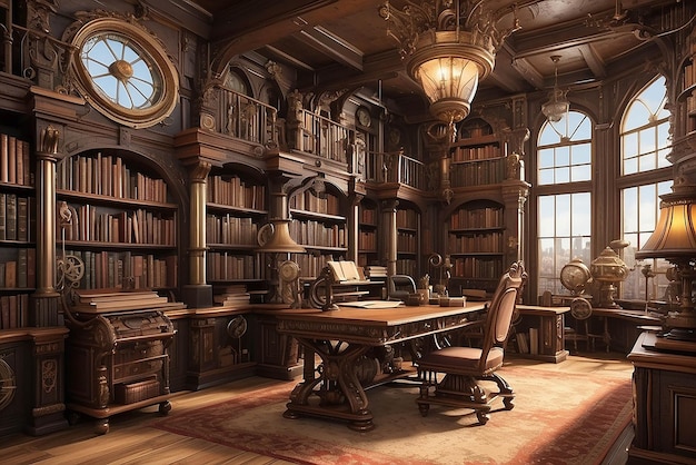 La bibliothèque victorienne du steampunk