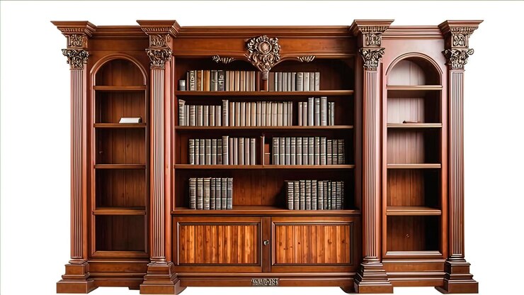 Photo une bibliothèque vintage élégante du xixe siècle, des meubles antiques isolés sur un fond blanc.