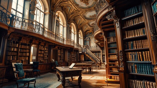 Bibliothèque avec vue panoramique