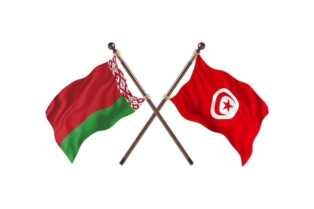 Biélorussie contre Tunisie deux pays drapeaux fond