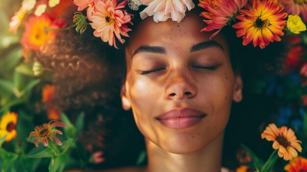 Photo bien-être exprimer le concept de santé holistique et de soin de soi par des moyens artistiques