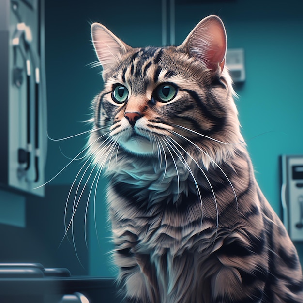 Bien-être félin CloseUp de Tabby Cat dans le bureau des vétérinaires