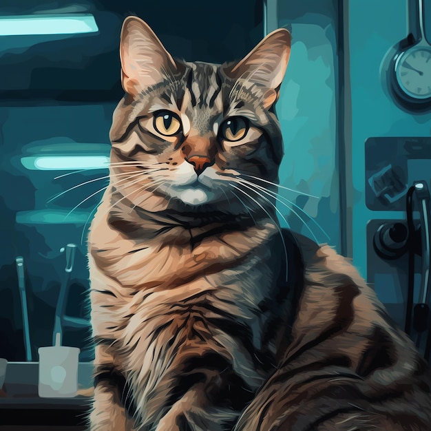 Bien-être félin CloseUp de Tabby Cat dans le bureau des vétérinaires