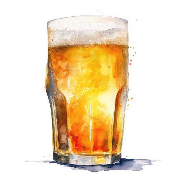 Bière aquarelle illustration générative ai