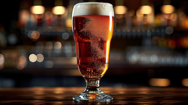 Photo une bière artisanale rafraîchissante en verre sur le comptoir du bar