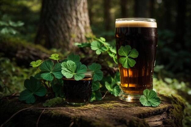 Photo la bière en fer à cheval du trèfle est le symbole du jour de saint-patrick.