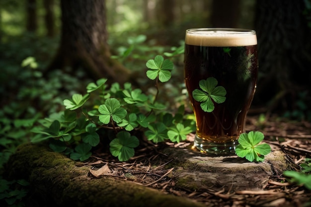 Photo la bière en fer à cheval du trèfle est le symbole du jour de saint-patrick.