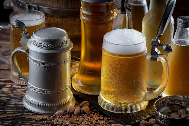 Bière légère dans un verre sur la table