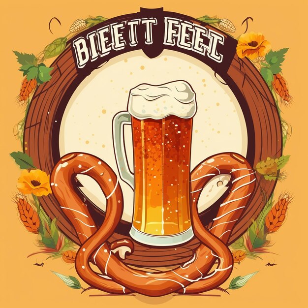 Bière Oktoberfest avec blé bretzel et houblon Ai généré