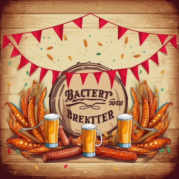 Bière Oktoberfest avec blé bretzel et houblon Ai généré