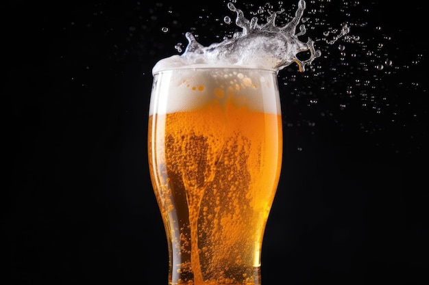 bière à proximité avec des bulles dans le verre