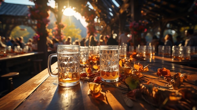 La bière sur la table de l'Oktoberfest