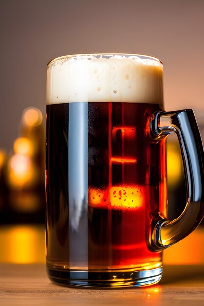 Photo une bière sur une table avec un verre