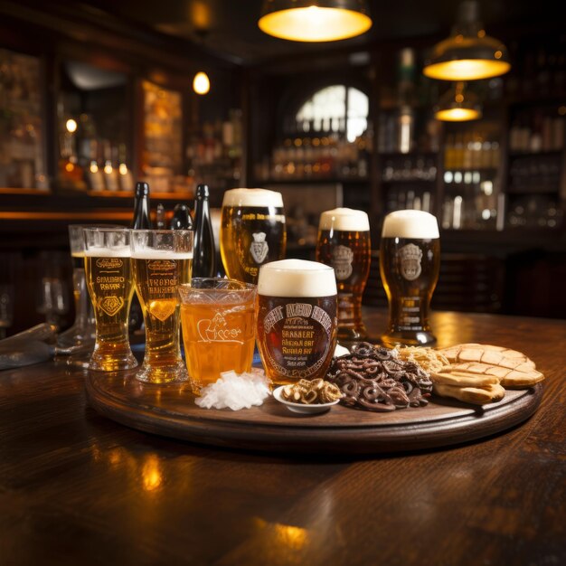 Photo des bières artisanales sur une table en bois