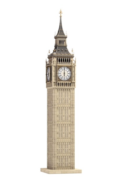 Big Ben Tower le symbole architectural de Londres Angleterre et Grande-Bretagne isolé sur fond blanc