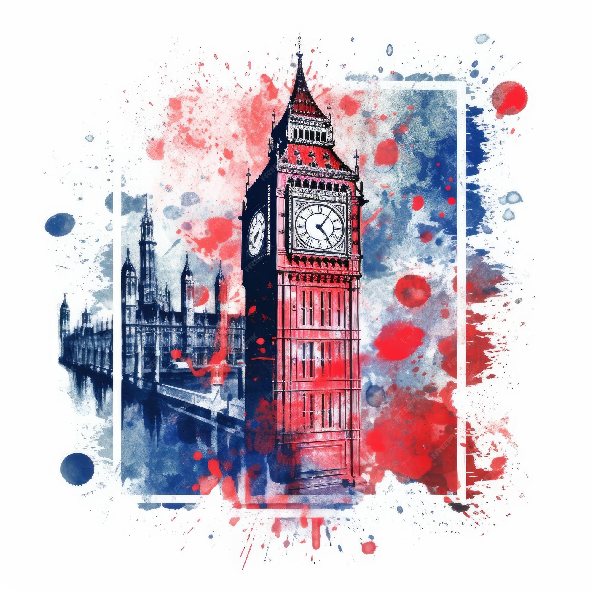 Image Sur L angleterre A Imprimer Big Ben Tshirt Design Illustration Vectorielle Art Affiche Tatouage Angleterre Grande-bretagne Conception Imprimer | Photo Premium