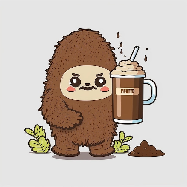 Bigfoot, boire du café, illustration vectorielle