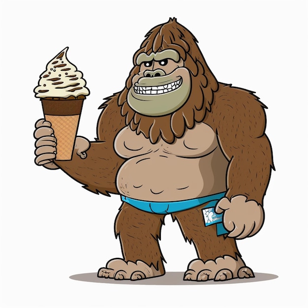 Photo bigfoot, manger, une, glace, vecteur, illustration