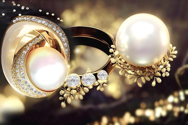 bijoux bagues en or avec perle blanche et diamant femme accessoires