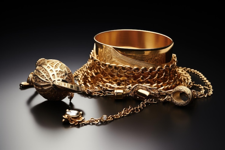 Photo les bijoux d'or royaux brillent sur le podium