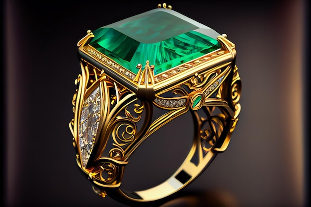 Bijoux or avec vert émeraude accessoires de luxe Generative AIxA
