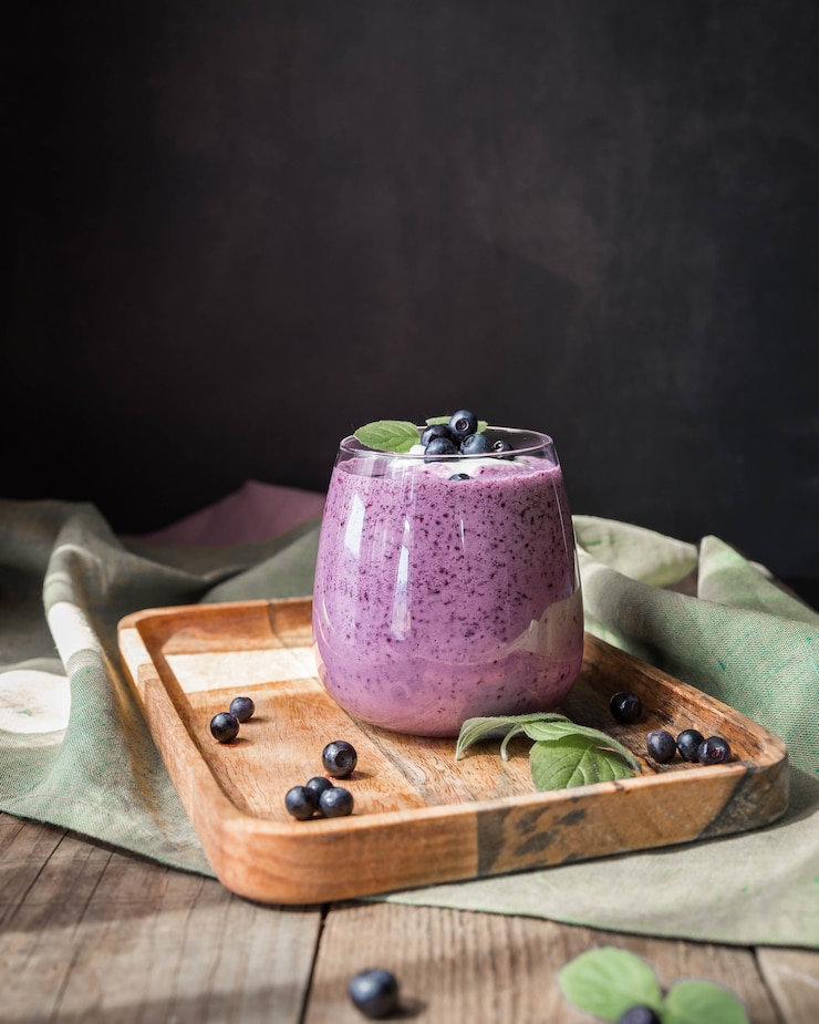 Photo billberry smothie dans un verre