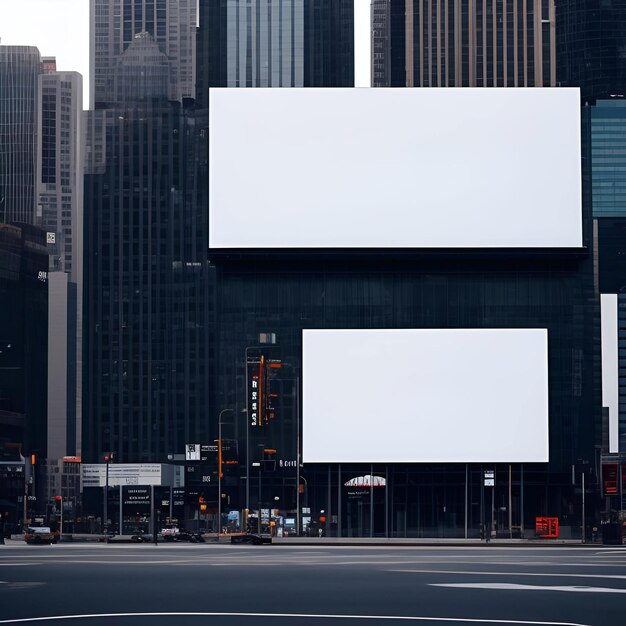 Photo billboar blanc dans les grandes villes lumière du jour générative ai illustration