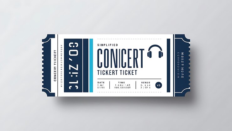 Photo un billet blanc et bleu qui dit " billet de musique "
