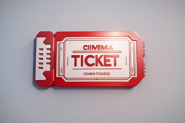 Billet de cinéma 3D avec un cinéma minimal icône de jeu prêt à regarder le film dans le théâtre film médiatique pour le divertissement service de réservation de billets icône de coupon de cinéma vectoriel 3D render illustration