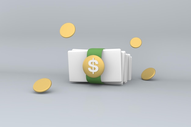 Billets d'argent et signe dollar image de rendu 3D HD