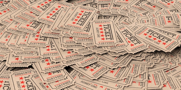 Billets de cinéma ancien type fond beige illustration 3d