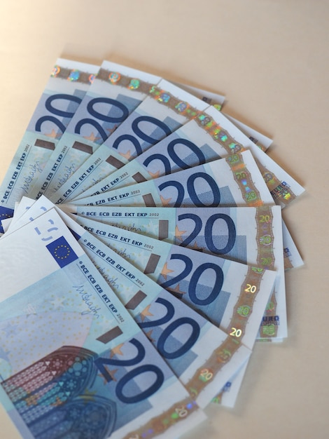Photo billets en euros (eur), union européenne (ue)