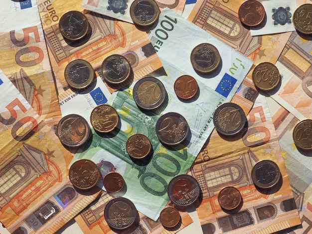 Photo billets et pièces en euros union européenne