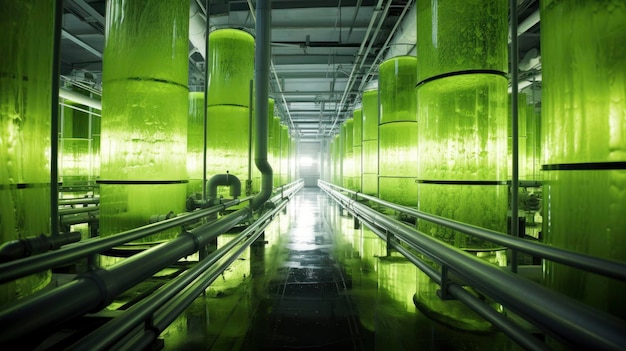Biocarburant d'algues technologie avancée énergie renouvelable innovante carburants neutres en carbone transport durable créé avec la technologie d'intelligence artificielle générative