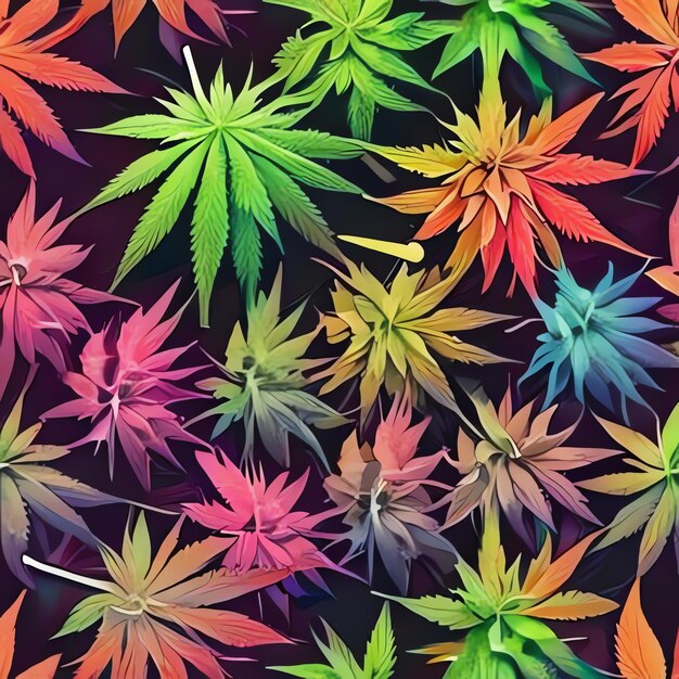 Biologie végétaleButs et feuilles de cannabis colorésCollection de plantes