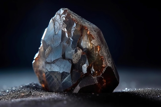 La biotite est une pierre naturelle précieuse rare sur un fond noir généré par l'IA.