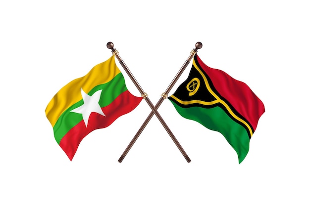 Birmanie contre Vanuatu Deux Pays Drapeaux Fond