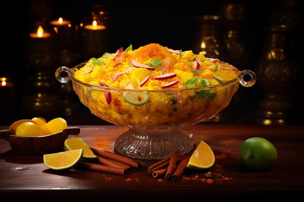 Biryani avec de la salse de mangue tropicale