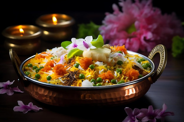 Biryani végétal coloré et aromatique