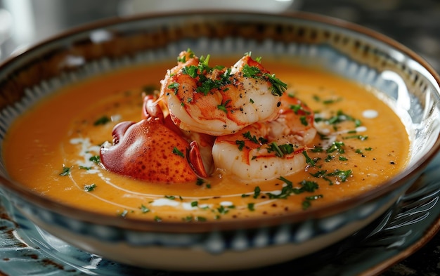 Un biscuit au homard crémeux.