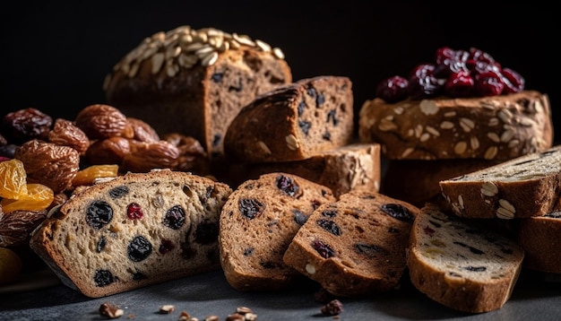 Biscuit aux amandes et au chocolat aux canneberges maison fraîchement cuit généré par l'IA