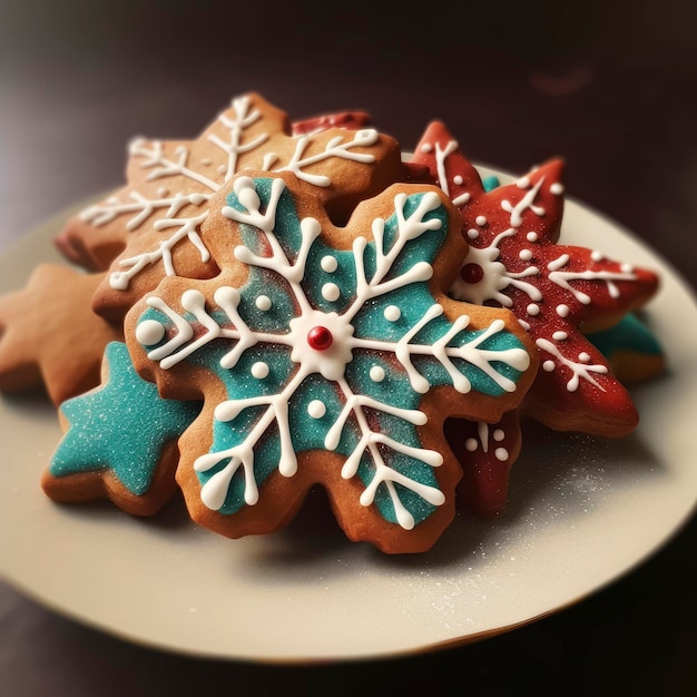 Biscuit aux bonbons traditionnels de Noël IA générative