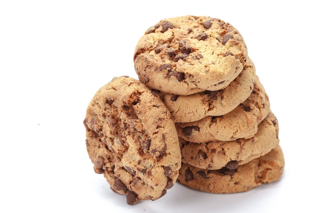 Biscuit Aux Pépites De Chocolat Sur Blanc