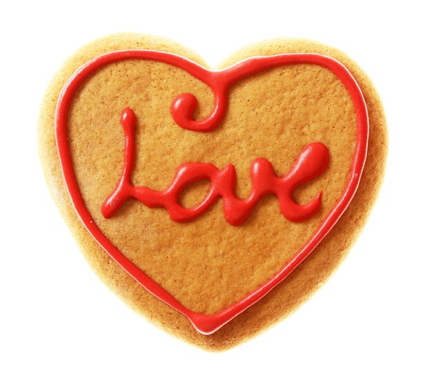 Photo biscuit coeur saint valentin isolé sur blanc