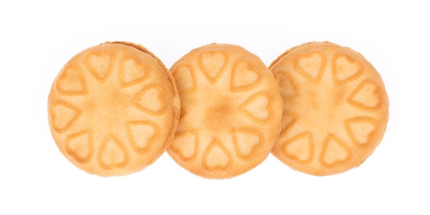 Biscuits au beurre coeur isolé sur fond blanc