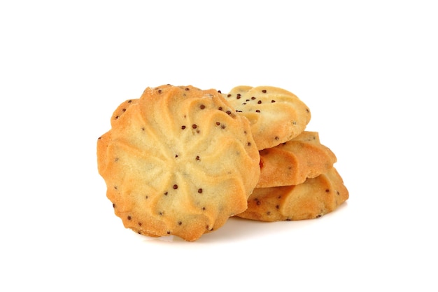 Biscuits au beurre sur fond blanc