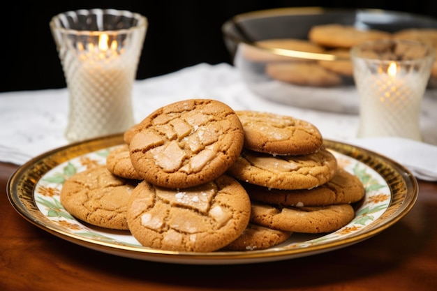 Biscuits au caramel au beurre brun sur une plaque de verre transparente